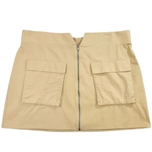 ASOS Zip Front Cargo/Utility Kahki Colored Skirt 100% Cotton Size 20